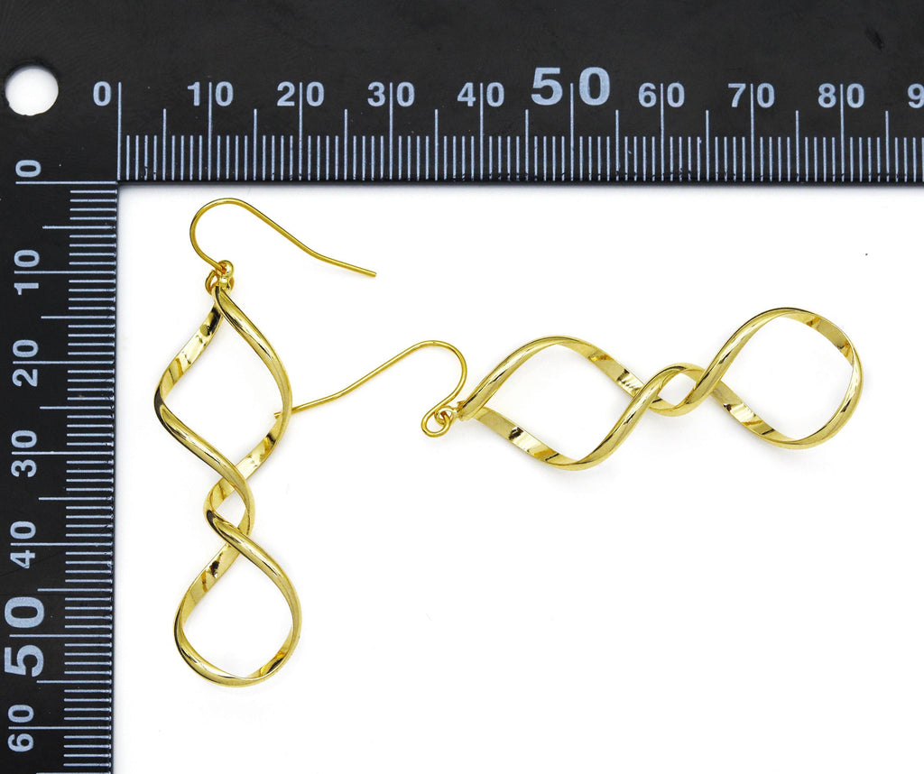 Gold Spiral Earrings, Twist Swirl Line earring, Sku#LX77