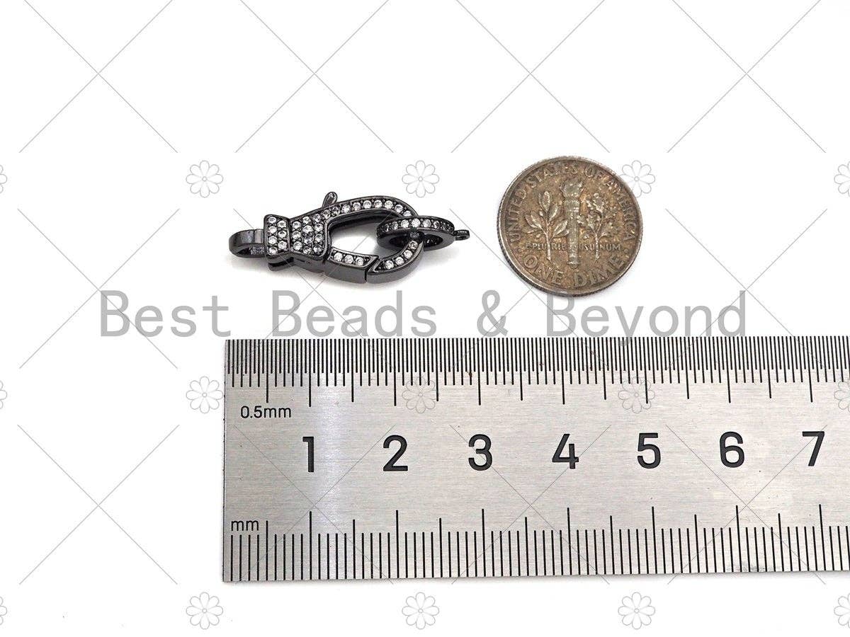 CZ Micro Pave Lobster Claw Clasp, CZ Pave Clasp, Rose gold/Gold/Black,10x23mm, Sku#Y406