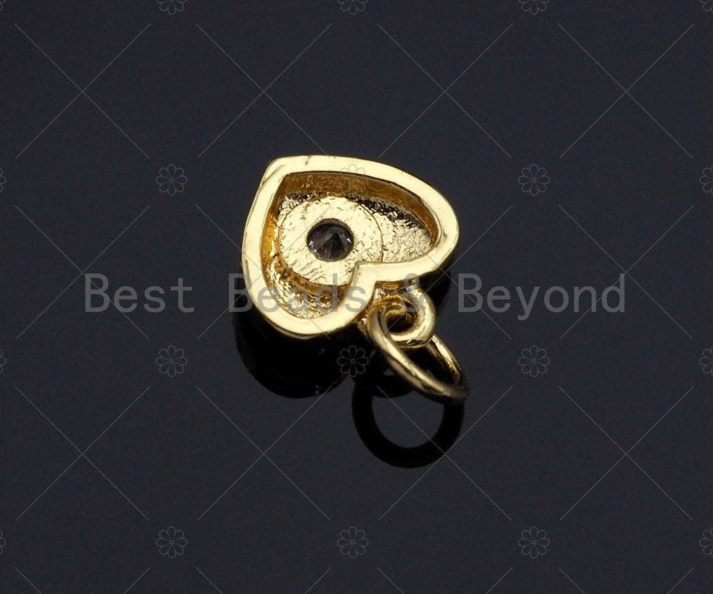 CZ Micro Pave  Cresent Moon Heart Star Shape Pendant, Gold Plated Jewelry, Necklace Bracelet Charm Pendant, 9x10mm,sku#LD04