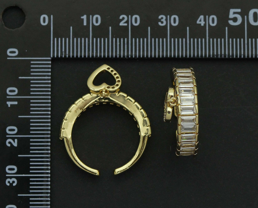 CZ Heart Adjustable Ring, Sku#LD224