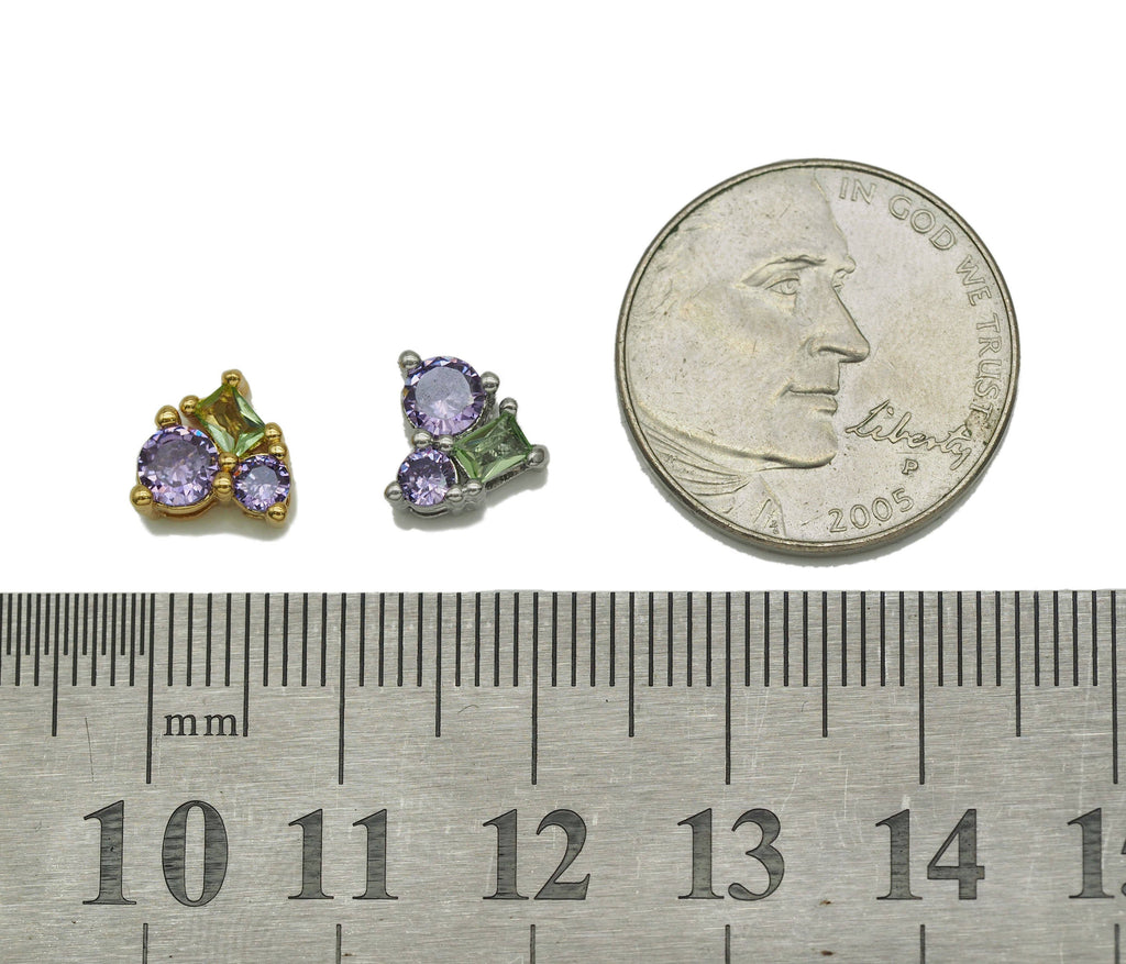 Purple Green CZ Heart Charm, Sku#Y690