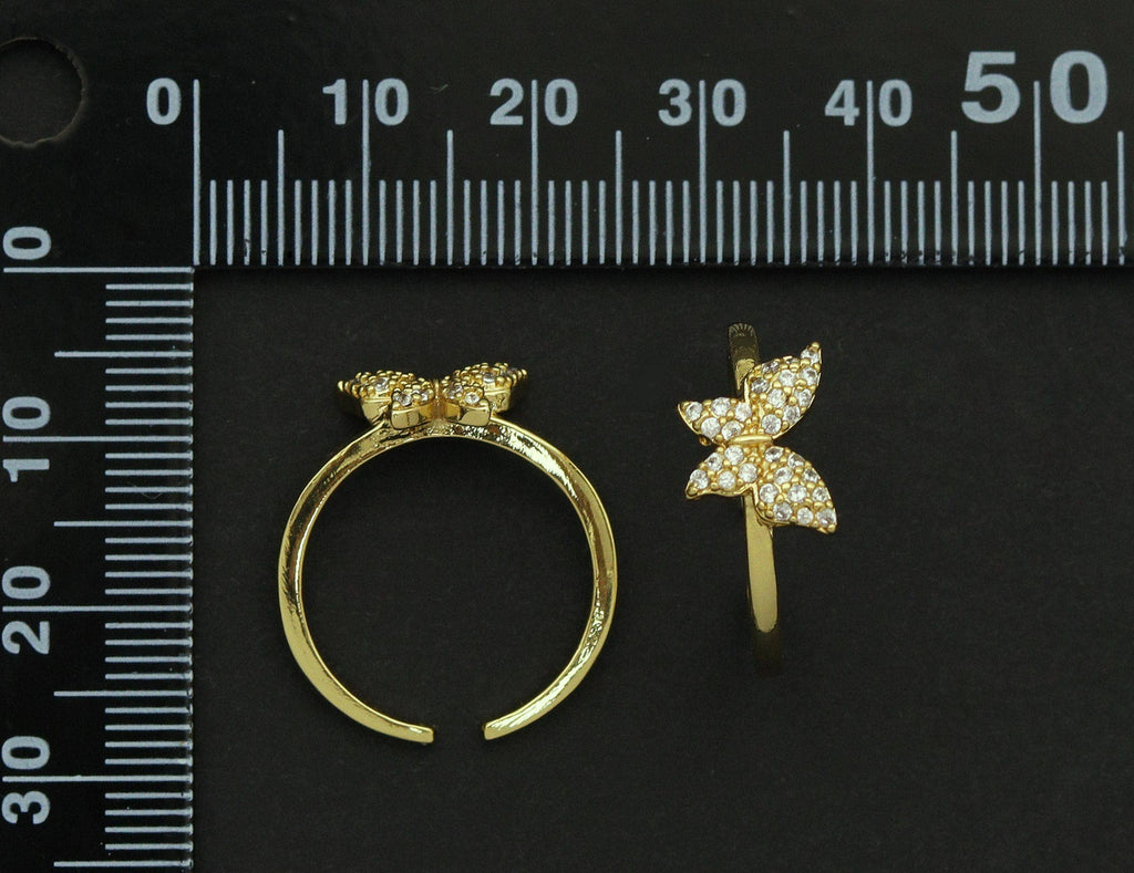 CZ Butterfly Adjustable Ring, Sku#LD225