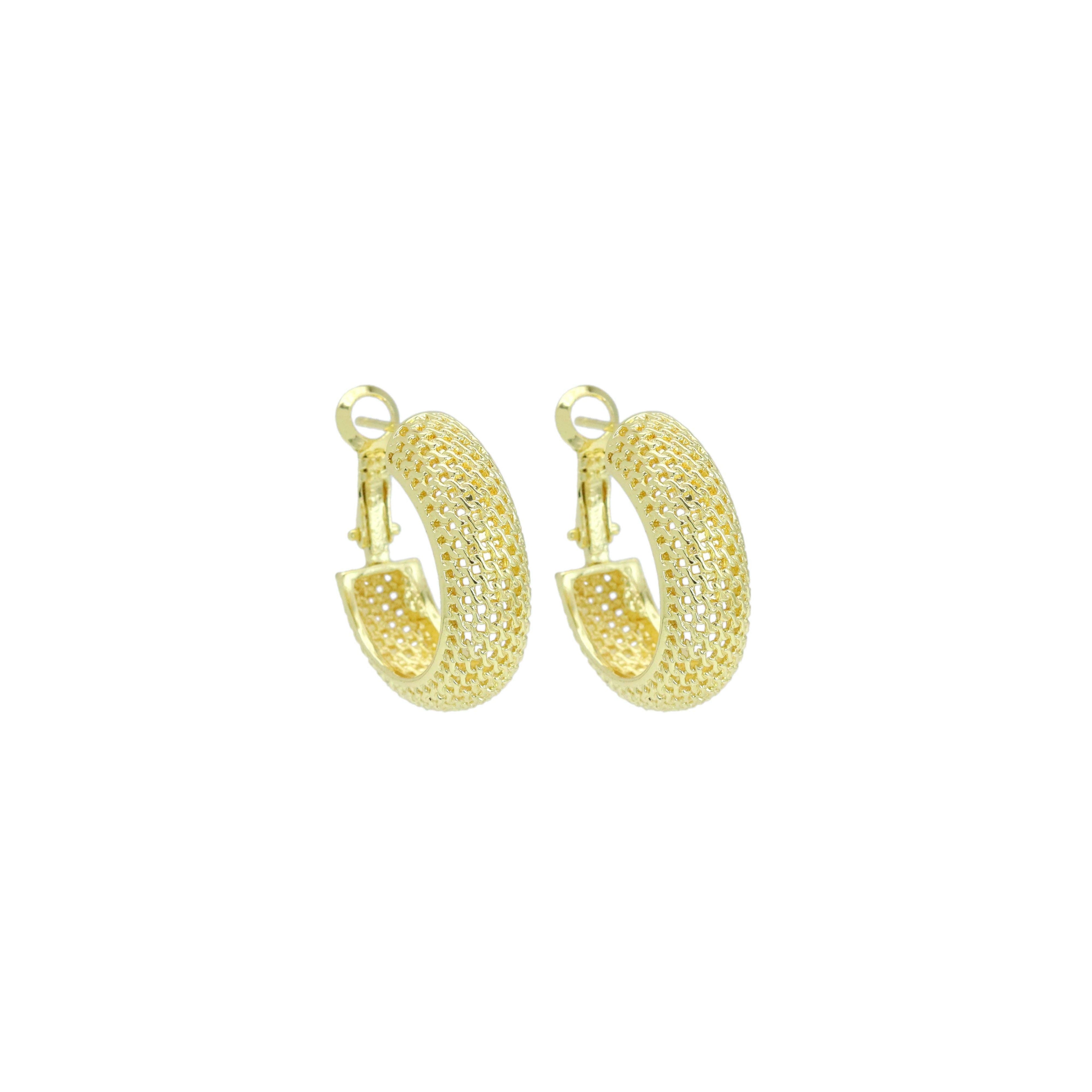 Hollow Out Thick Band Latch Back Earrings, Sku#LX680