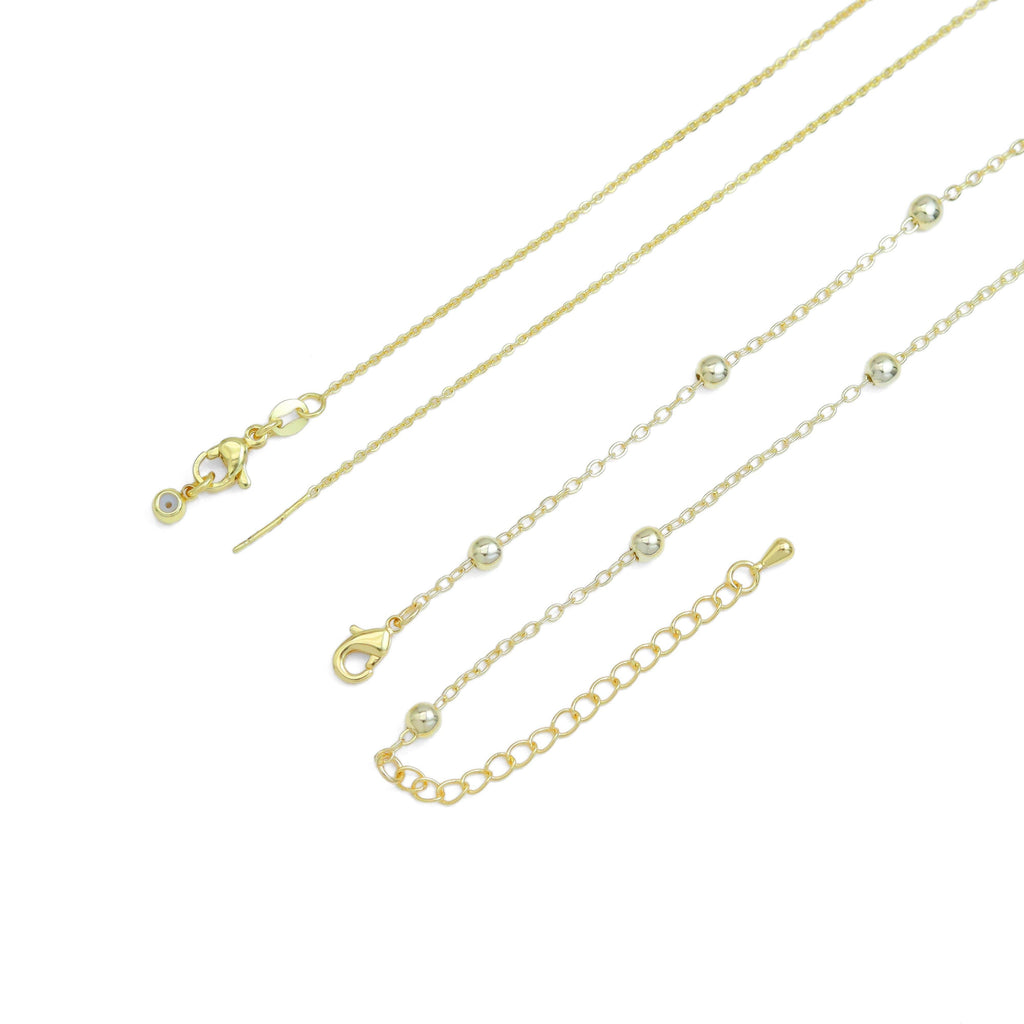 Dainty Gold Chain Frame Rectangle Pendant Necklace, Sku#EF596