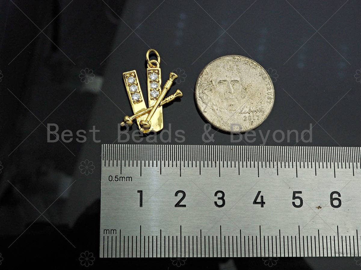 Gold Filled CZ Micro Skating Board Shape Pendant, 18K Gold Filled Skating Charm, Necklace Bracelet Charm Pendant,18x19mm,Sku#Y462