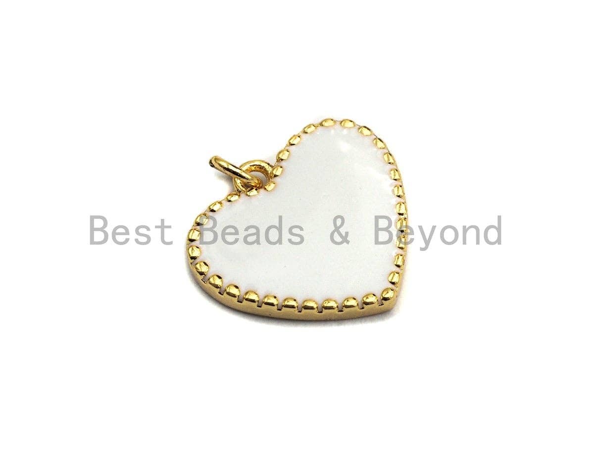 Red Black White Enamel Heart Pendant with Gold Finish, Z403
