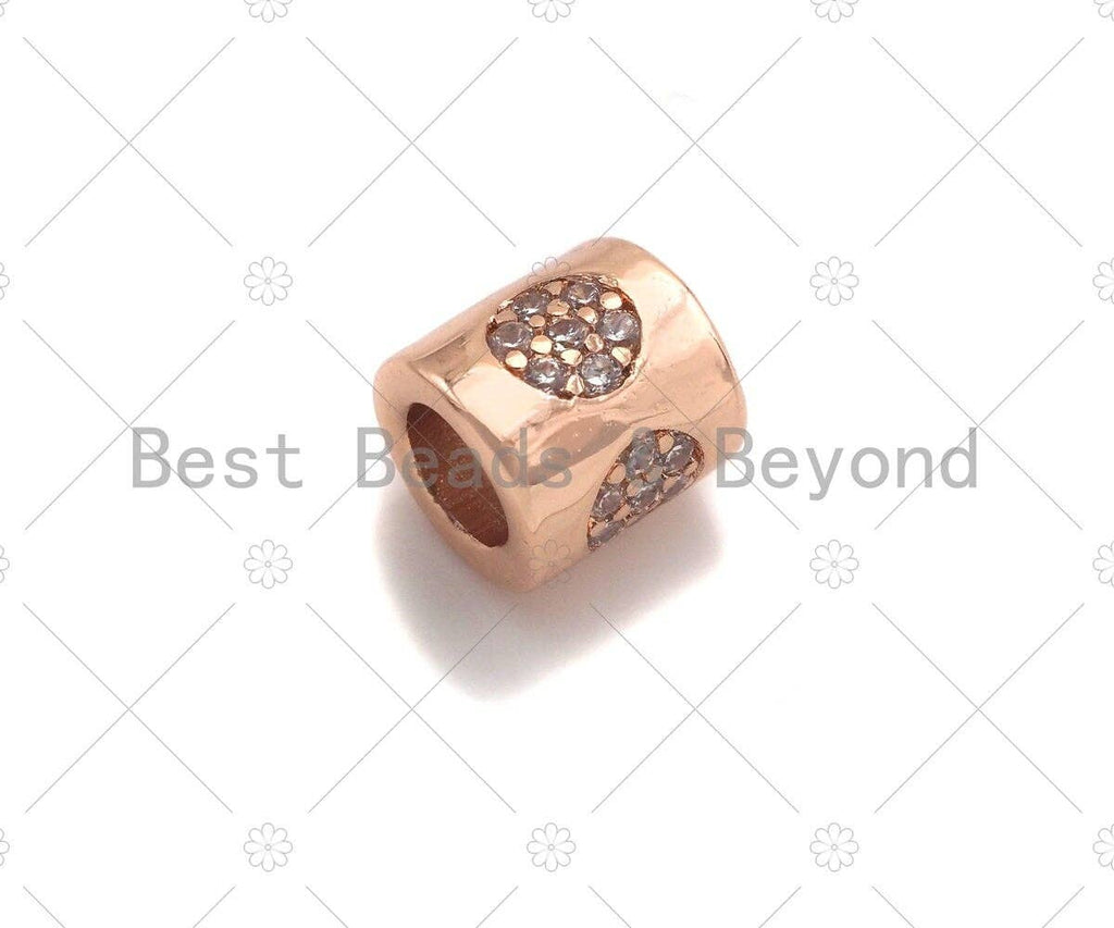 CZ Micro Pave Circle On Large Hole Tube Spacer Beads, Sku#C118
