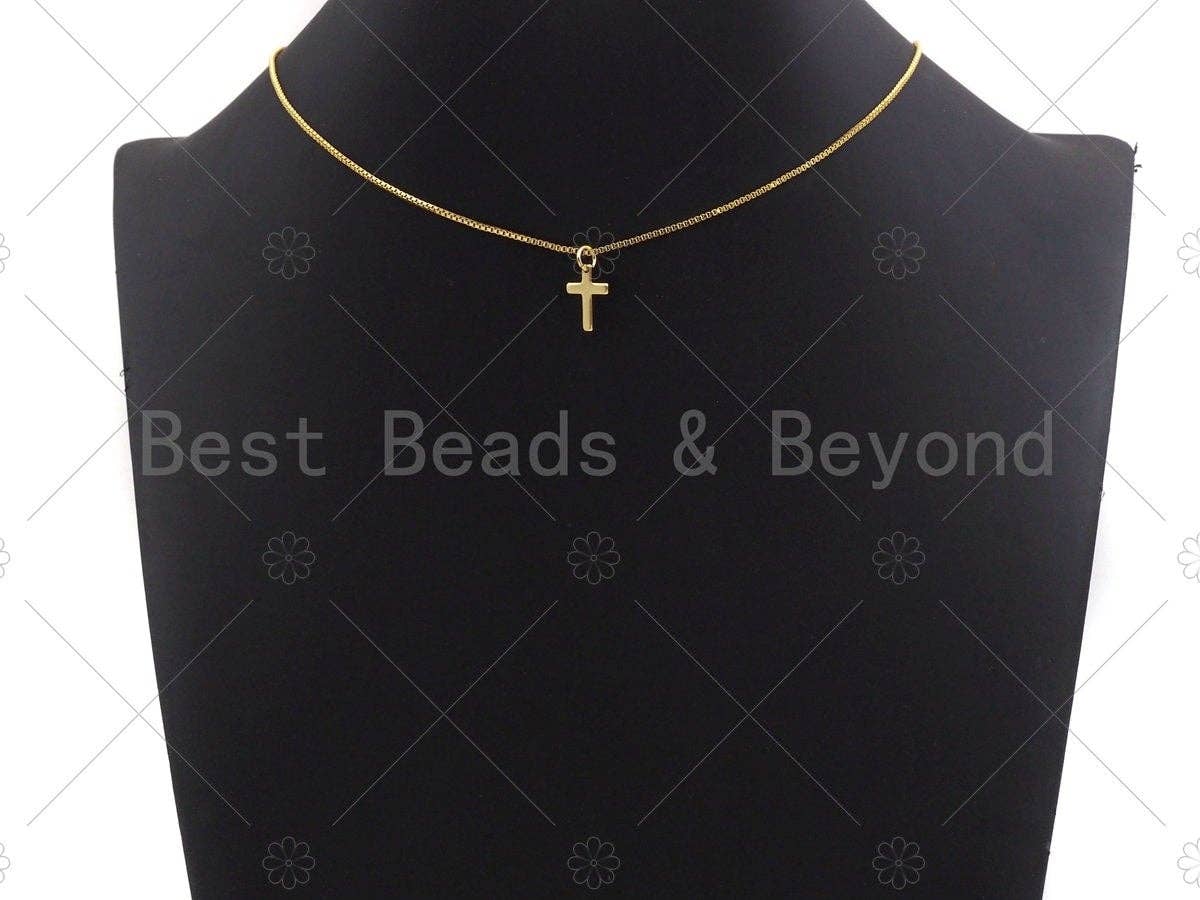 Gold Color Cross Pendant/Charm, Dainty Pave Cross Pendant, 9x13mm, sku#Y282