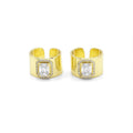 Thick Chunky Gold Rectangle CZ Band Ring, Sku#LK874