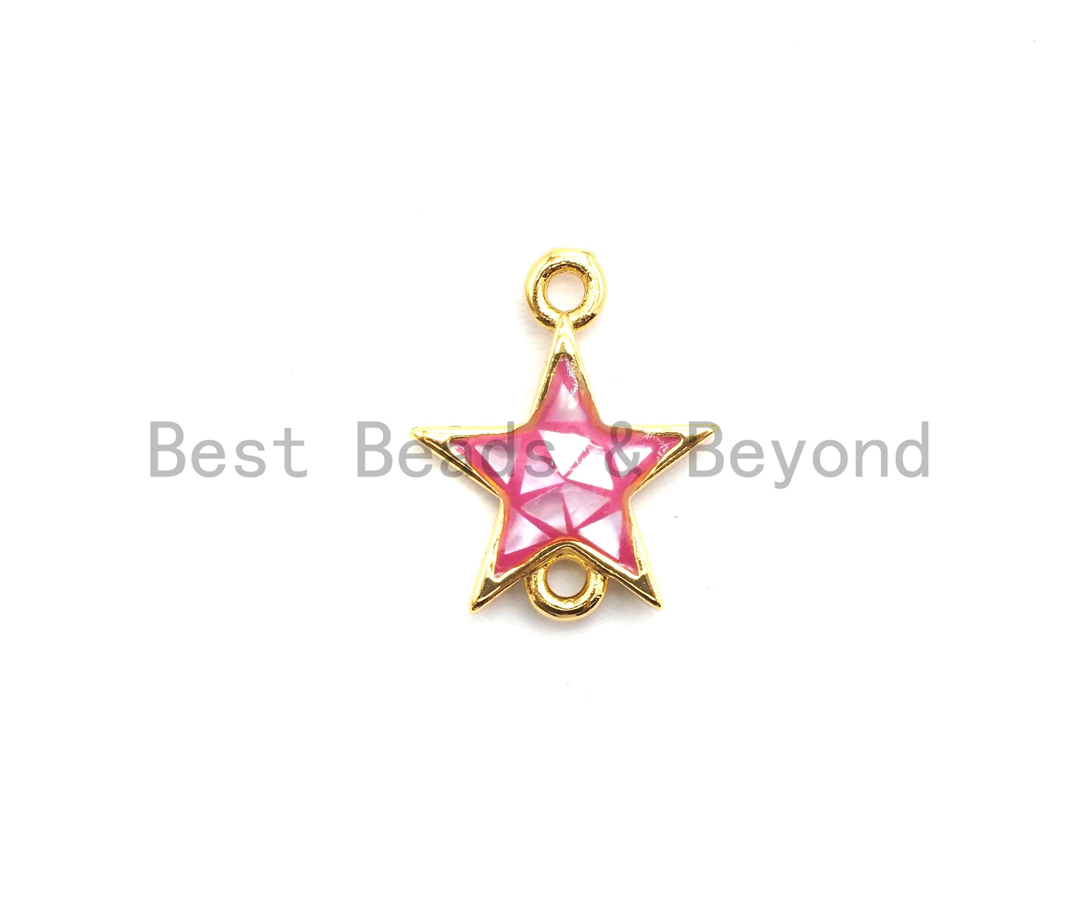 100% Natural Pink Shell Five Star Connector for necklace/bracelet Making, Fuchsia Pink Connector, Natural Shell Beads, 11x13mm,SKU#Z298
