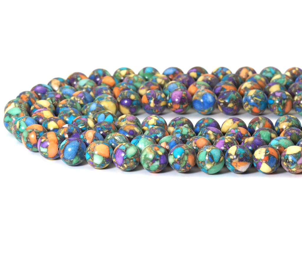 Orange Purple Blue Green Imperial Jasper Round Smooth Beads, 10mm, Sku#U1490
