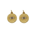 Blue CZ Evil Eye Round Coin Charm, Sku#Y742