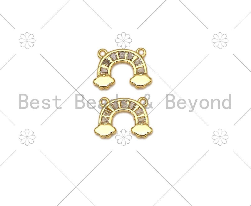 Clear CZ Micro Pave Rainbow Shape Pendant,18K Gold Filled Rainbow Charm, Necklace Bracelet Charm Pendant,13x9mm, Sku#Z1409
