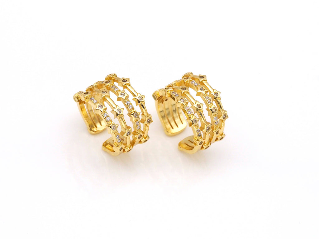 CZ Multi Lines Star Ring, Sku#X208