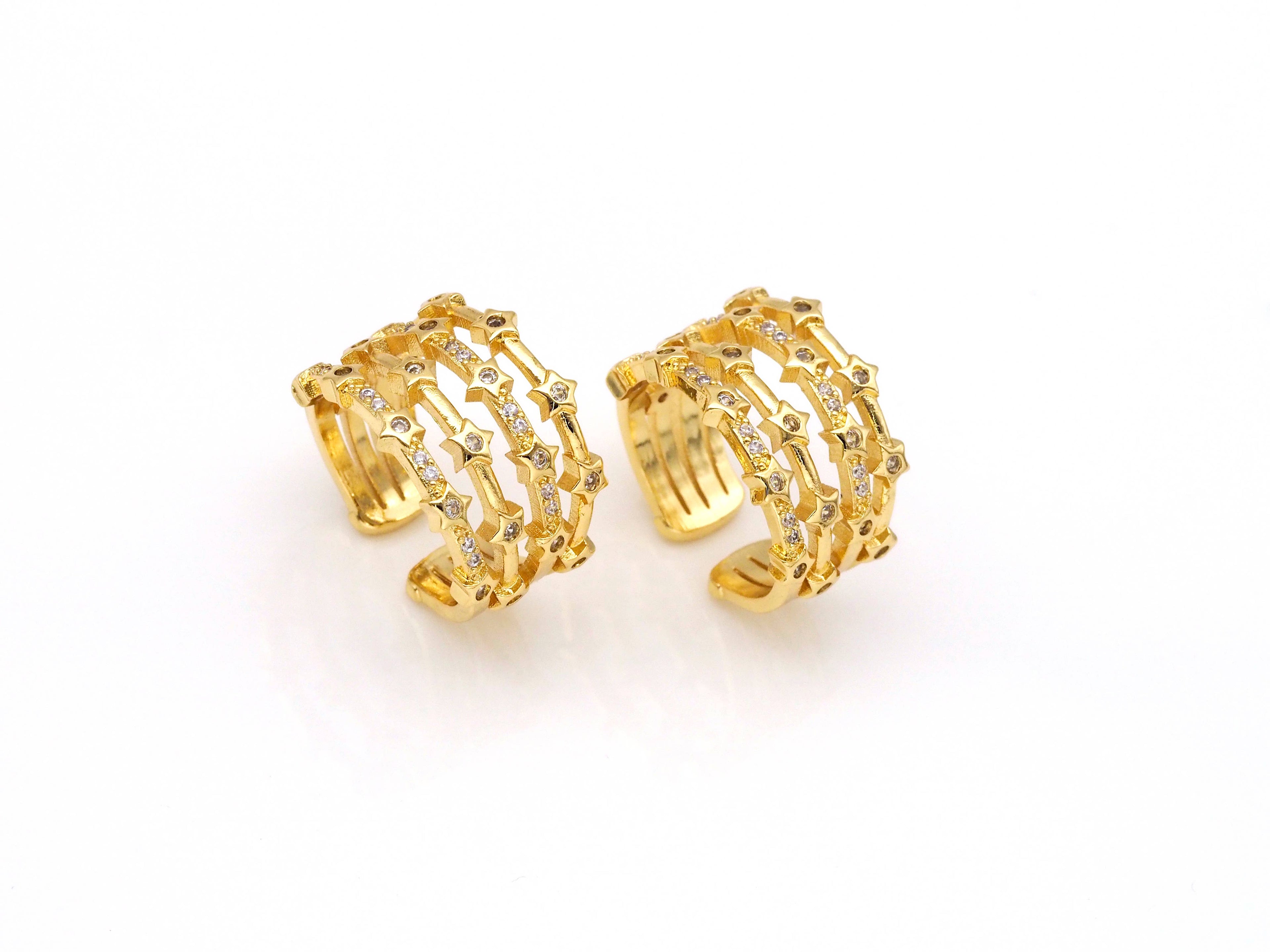 CZ Multi Lines Star Ring, Sku#X208