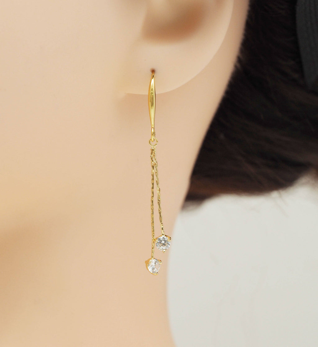 Gold Dangle Round CZ Charm, Sku#ZX83