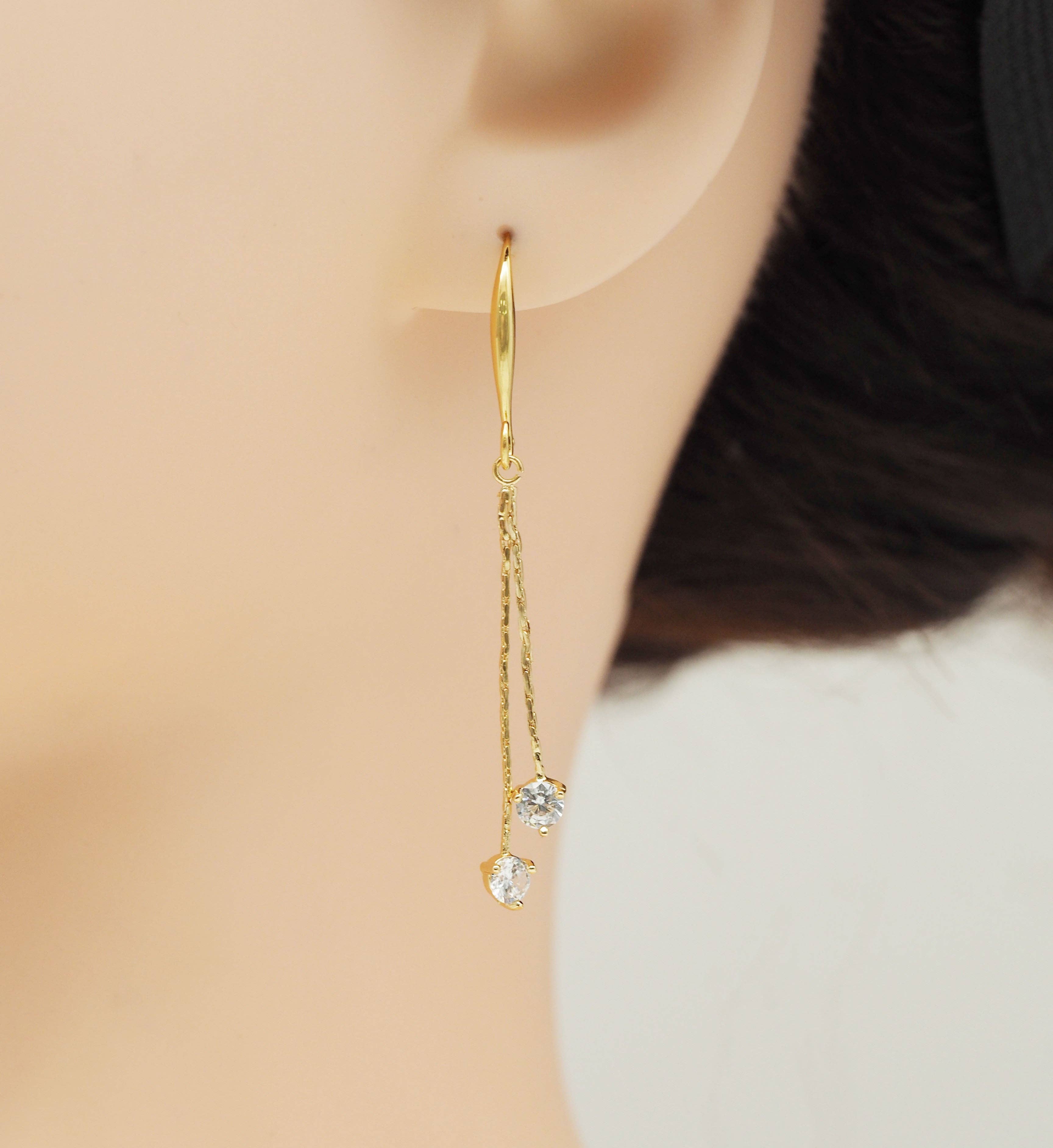 Gold Dangle Round CZ Charm, Sku#ZX83