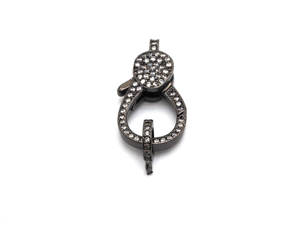 CZ Micro Pave Lobster Claw Clasp, 13x25mm, CZ Pave Clasp, Rose gold/Gold/Silver/Black, sku#H148