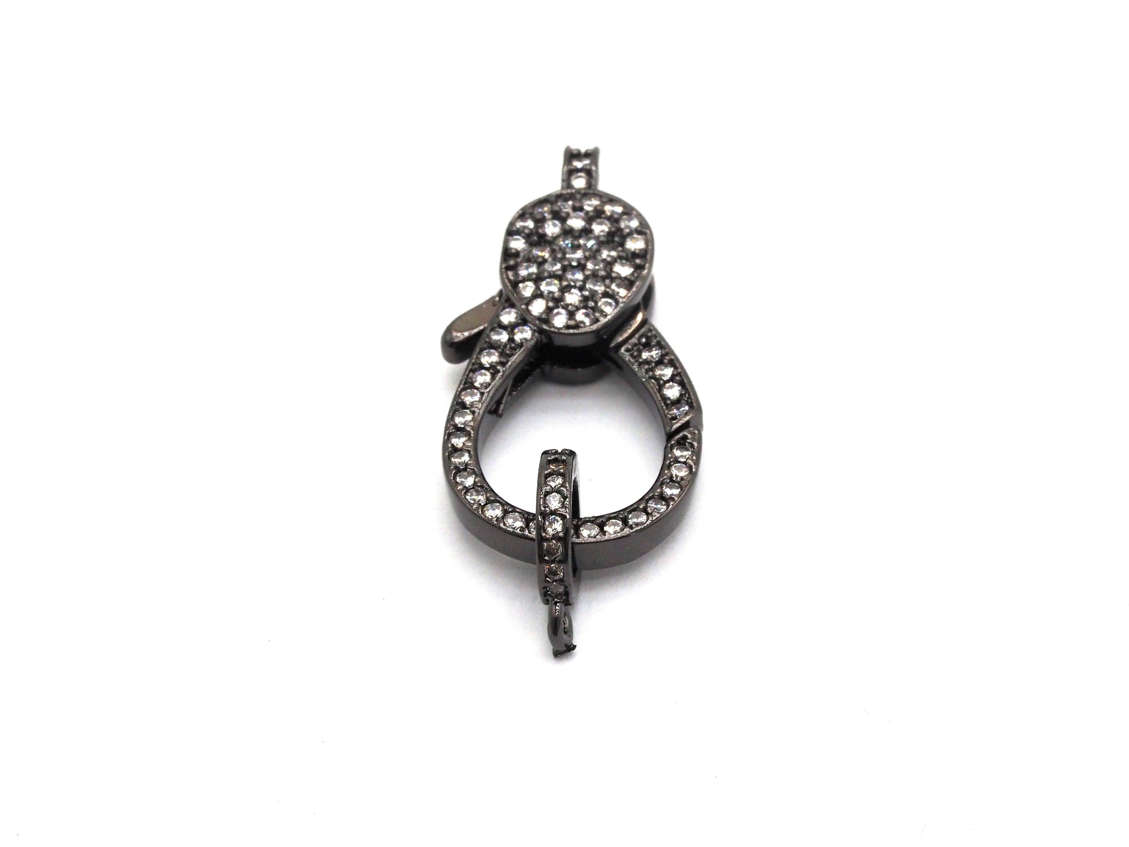 CZ Micro Pave Lobster Claw Clasp, 13x25mm, CZ Pave Clasp, Rose gold/Gold/Silver/Black, sku#H148