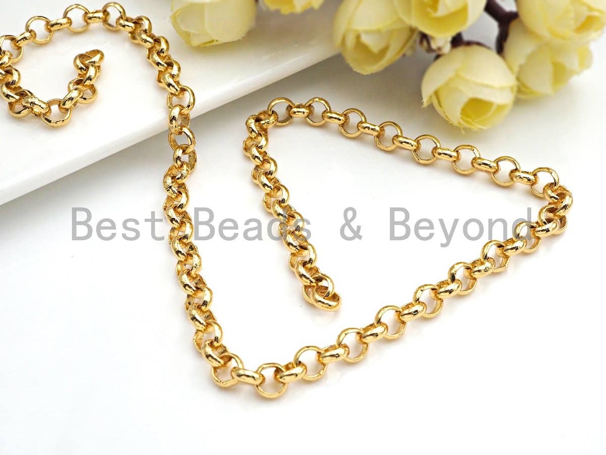 3mm/5mm/7mm Rolo Chain by Yard, 18K Gold Chain/Black/ Silver/ Rose Gold Chain, Wholesale Chain, SKU#E511