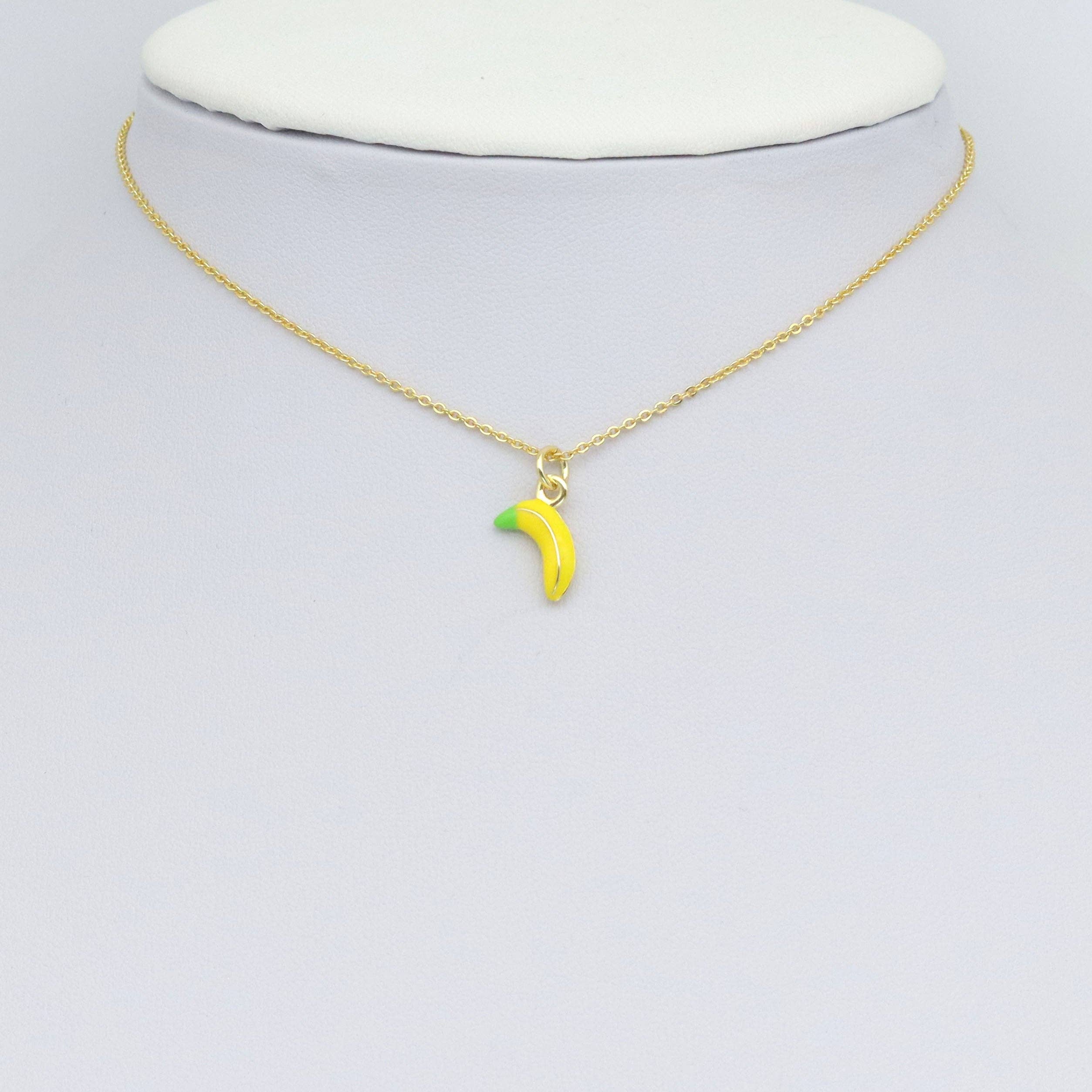 Yellow Enamel Banana Charm Pendant, Sku#Y1039