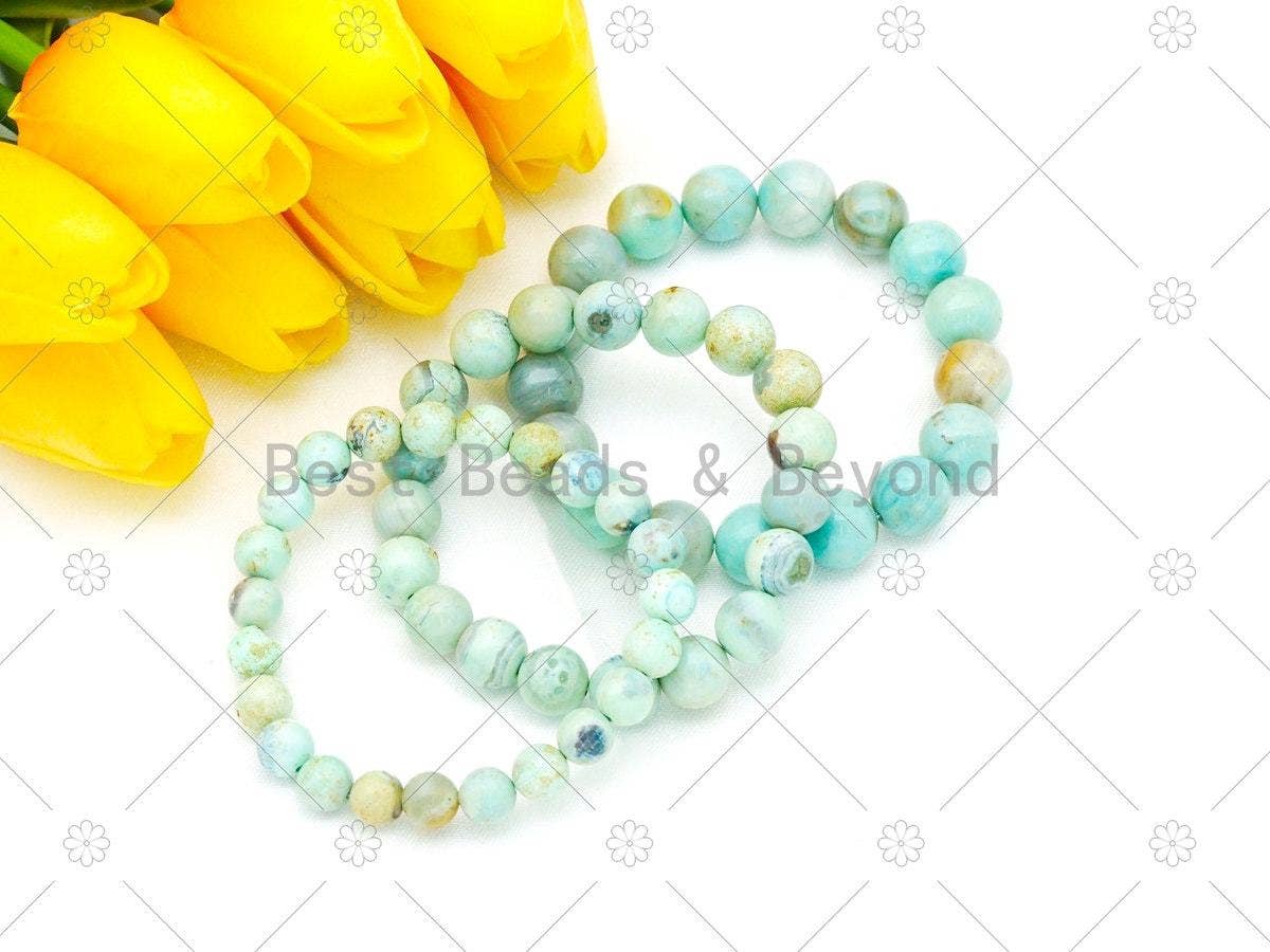 Blue 'Planet' Agate Stretchy Bracelet,Sku#EF79