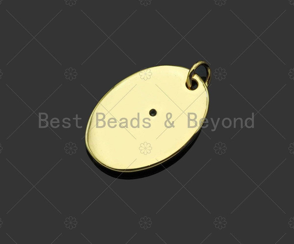 Gold Filled CZ Micro Pave Dandelion On Oval Shape Pendant, 18K Gold Filled Dandelion Charm, Necklace Bracelet Charm Pendant,14x20mm,Sku#Y464