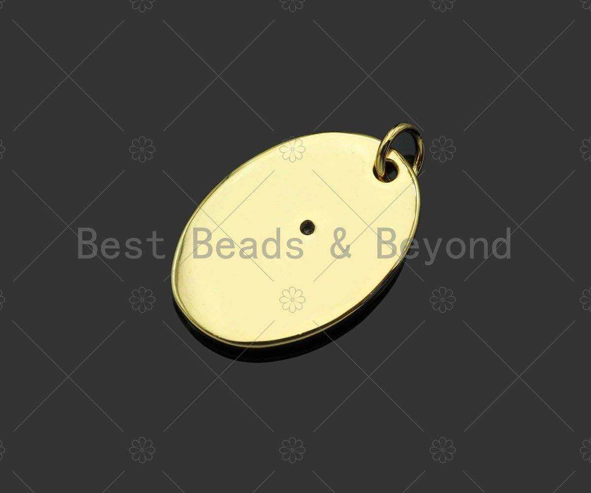 Gold Filled CZ Micro Pave Dandelion On Oval Shape Pendant, 18K Gold Filled Dandelion Charm, Necklace Bracelet Charm Pendant,14x20mm,Sku#Y464