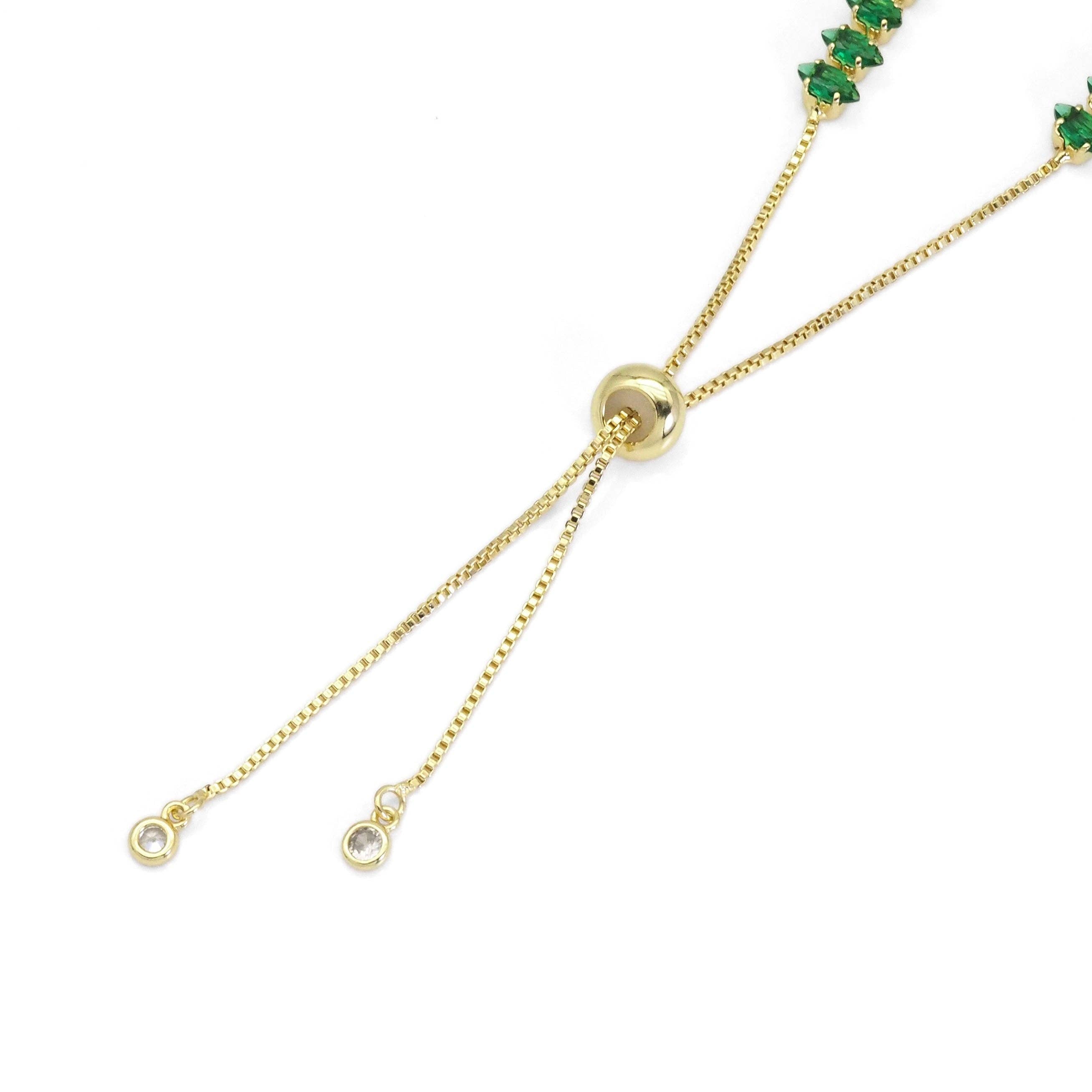 Marquise Shape CZ Adjustable Chain Bracelet, LD462