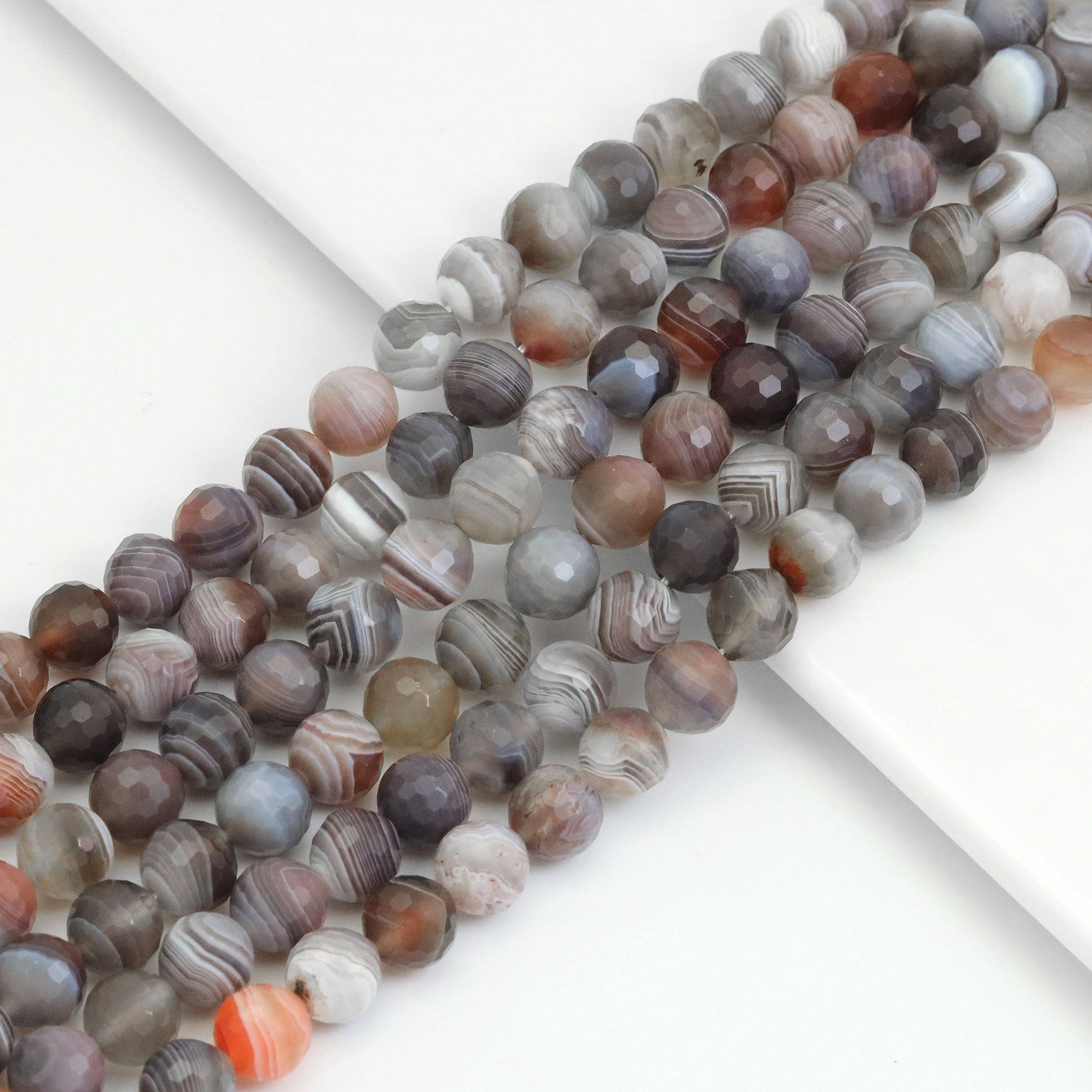 Fine Cut Botswana Agate Round Beads, Sku#U1888
