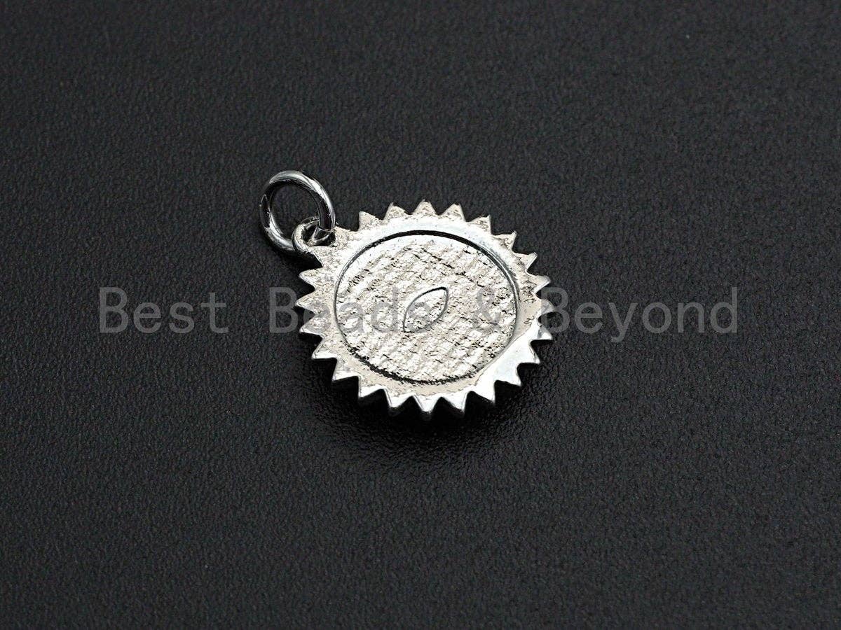 NEW Turquoise Enamel Evil Eye On Pleat Coin Pendant,Cz Micro Pave Oil Drop Round pendant,Enamel Jewelry,14x16mm,sku#Z517