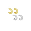Gold Silver Diamond Patten Thick Huggie Earrings, Sku#A204