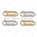 CZ Micro Pave Paper Clip Charm,Cubic Zirconia Silver/Gold Connector, Necklace Bracelet Charm Pendant, 12x35mm, Sku#L553