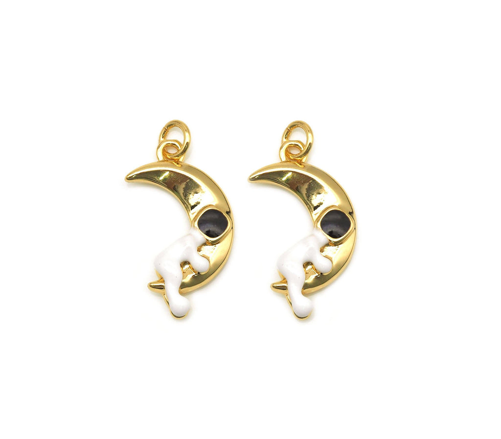 Enamel Astronaut on the Moon Charm, Sku#LD202