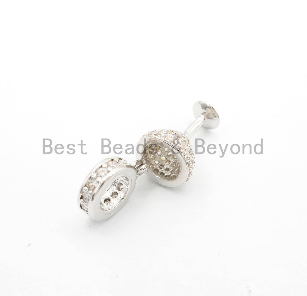 CZ Micro Pave Cocktail Glass Dangle Charm, Pave Wine Charm/Pendant, Large hole/Big hole European style bracelet charm Beads, 22x8mm,sku#Y149