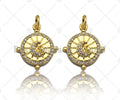 Clear CZ Micro Pave Moon On Round Aiming Circle Shape Pendant/Charm, Cubic Zirconia Round Coin Charm,15x17mm,sku#Y350