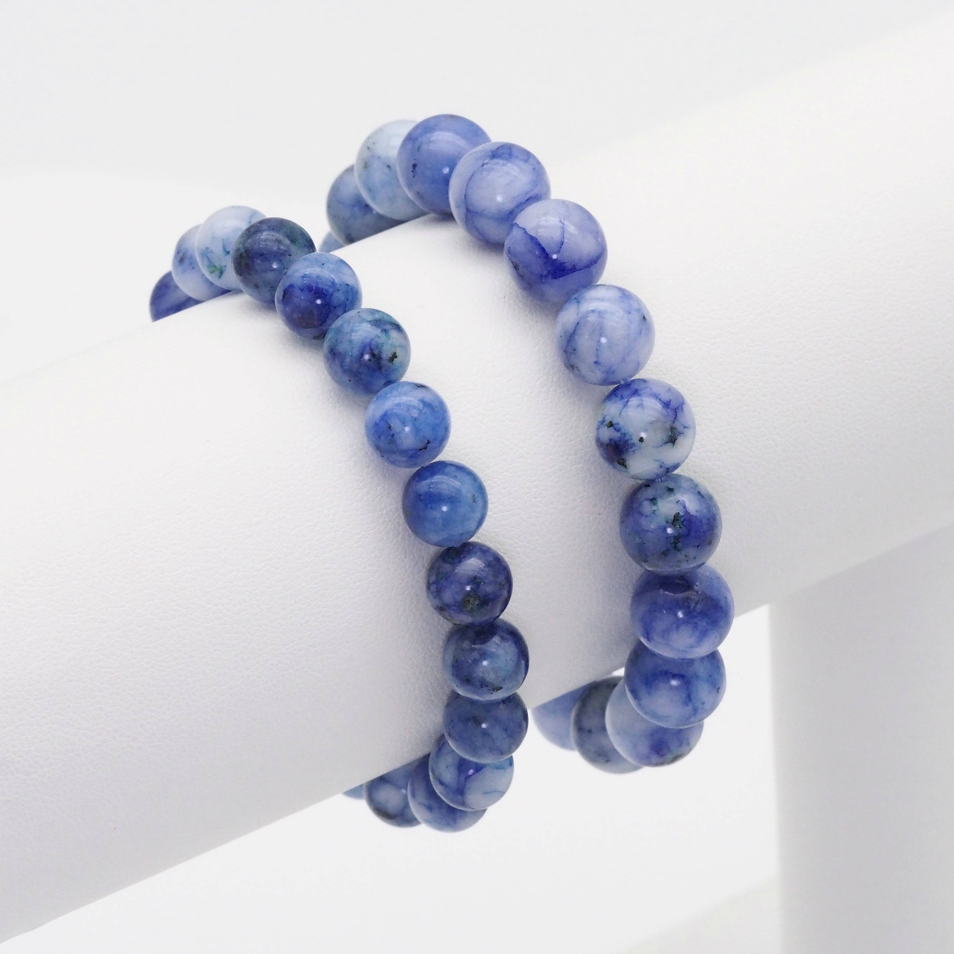 Genuine Chrysocolla Round Smooth Stretchy Bracelet, 8mm/10mm, Sku#EF374