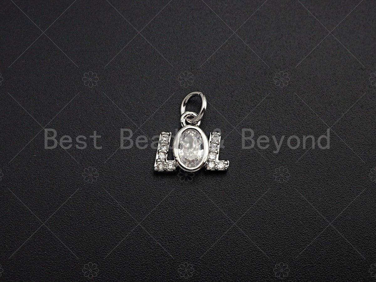Clear CZ Micro Pave LOL Letter Pendant/Charm, lol charm,10x11mm,sku#Y249