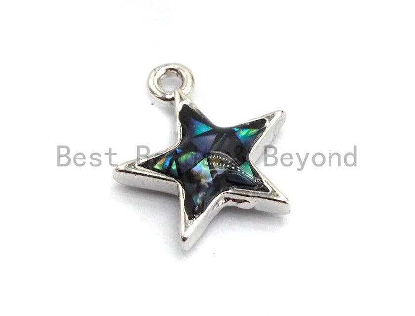 100% Natural Abalone Five Star Charm,Atrovirens Abalone shell Charm, Jewelry Making Findings, 11x13mm,SKU#Z340