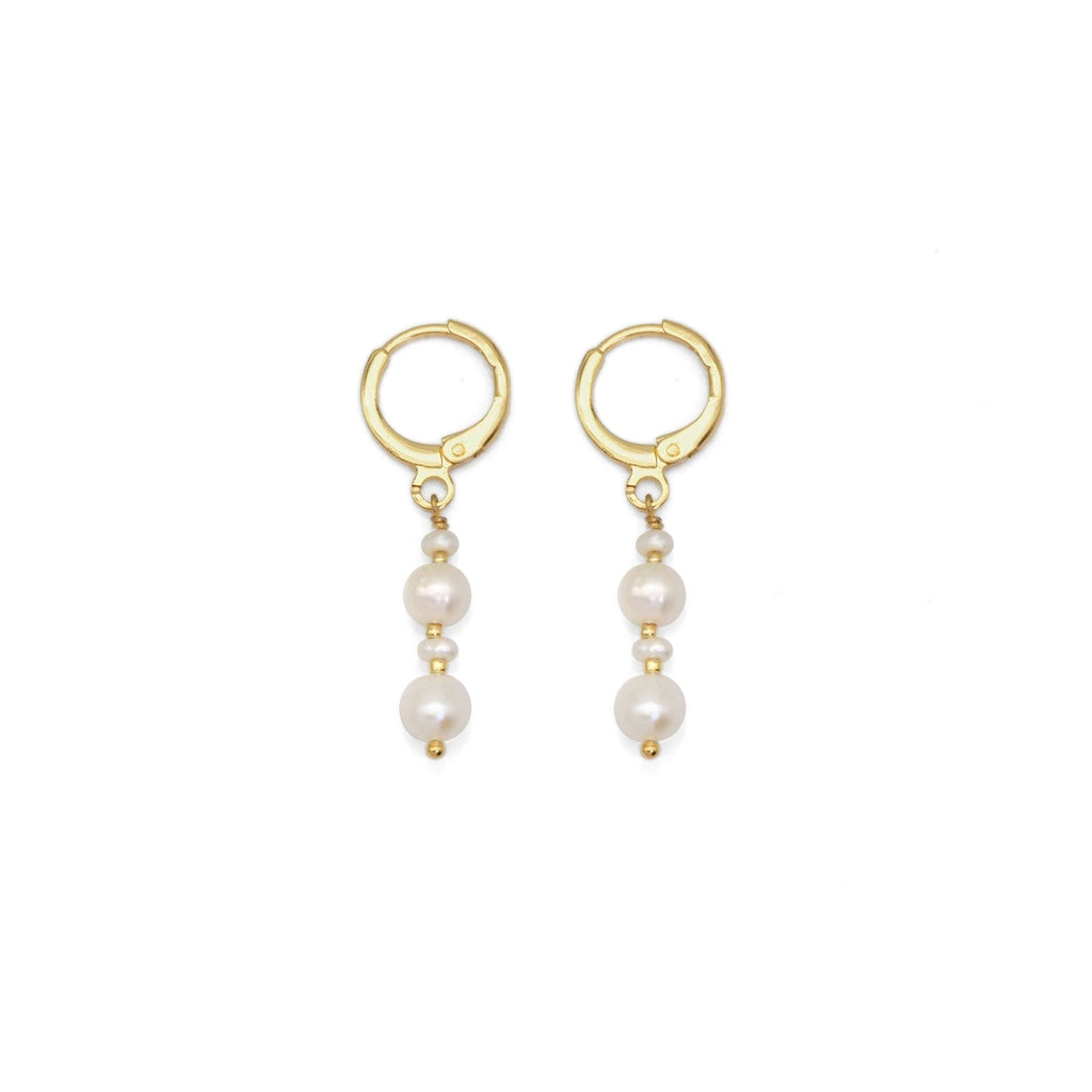 Freshwater Pearl Dangle Huggie Earrings, Sku#EF453