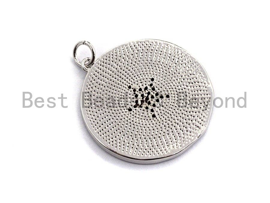 NEW DESIGN Pave CZ Enamel Coin Charms,White Enamel Pendant,Enamel Coin Pendant, Oil Drop jewelry Findings,25x27mm,sku#Z397