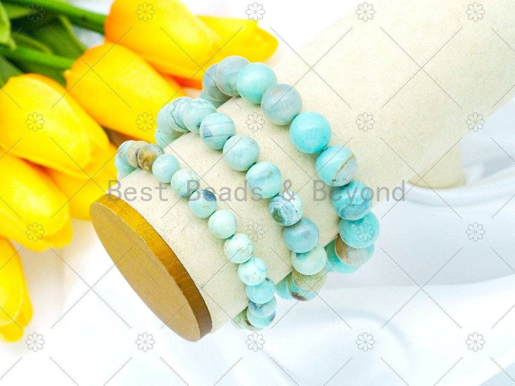 Blue 'Planet' Agate Stretchy Bracelet,Sku#EF79