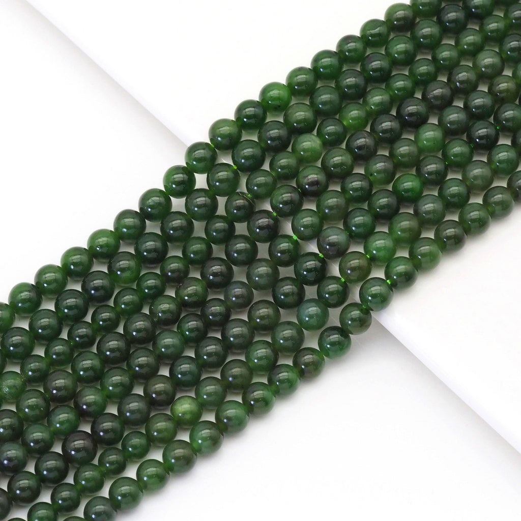 Genuine Russian Jade Round Smooth Beads, 6mm/8mm, Sku#U1642