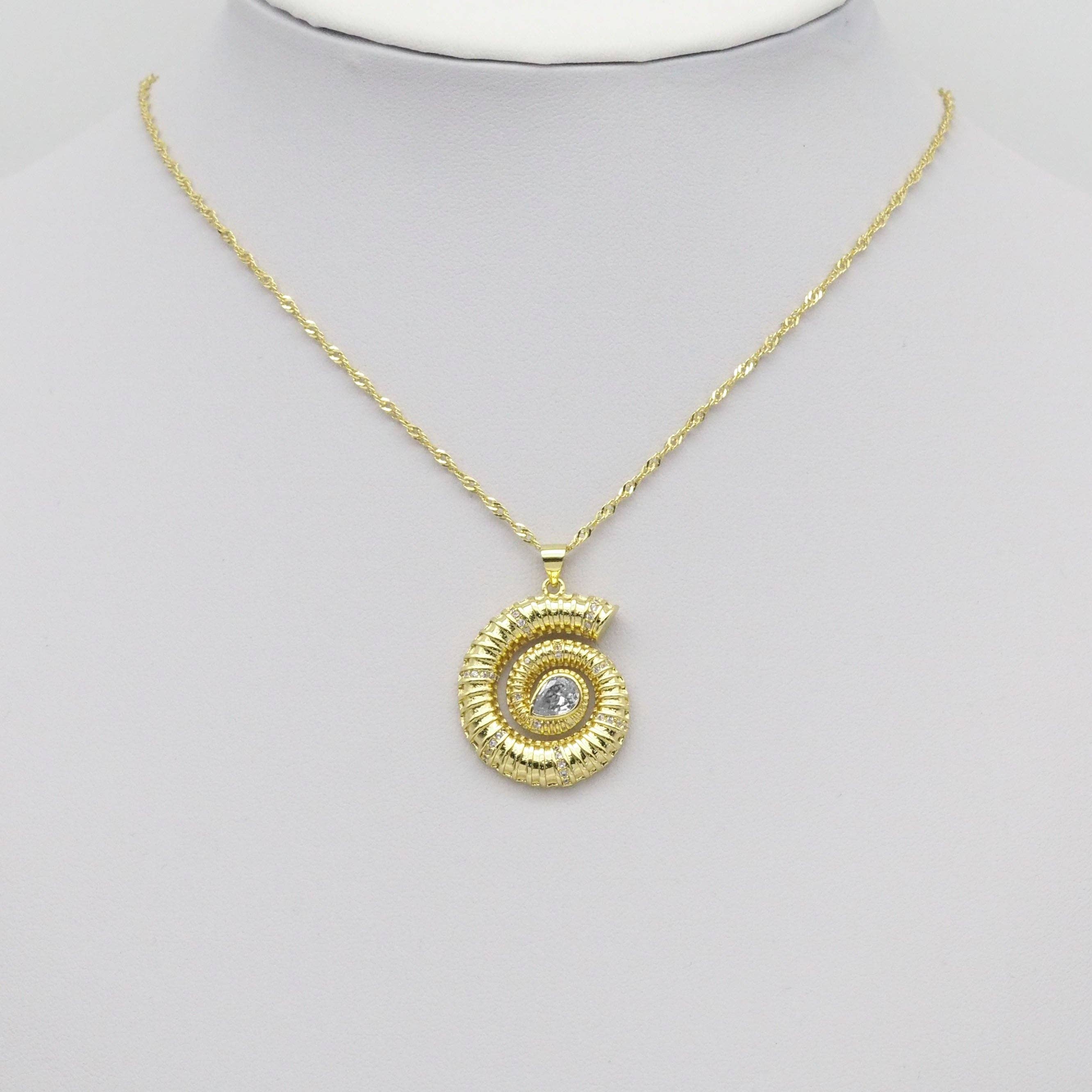 Gold Teardrop CZ Snail Charm, Sku#LX421