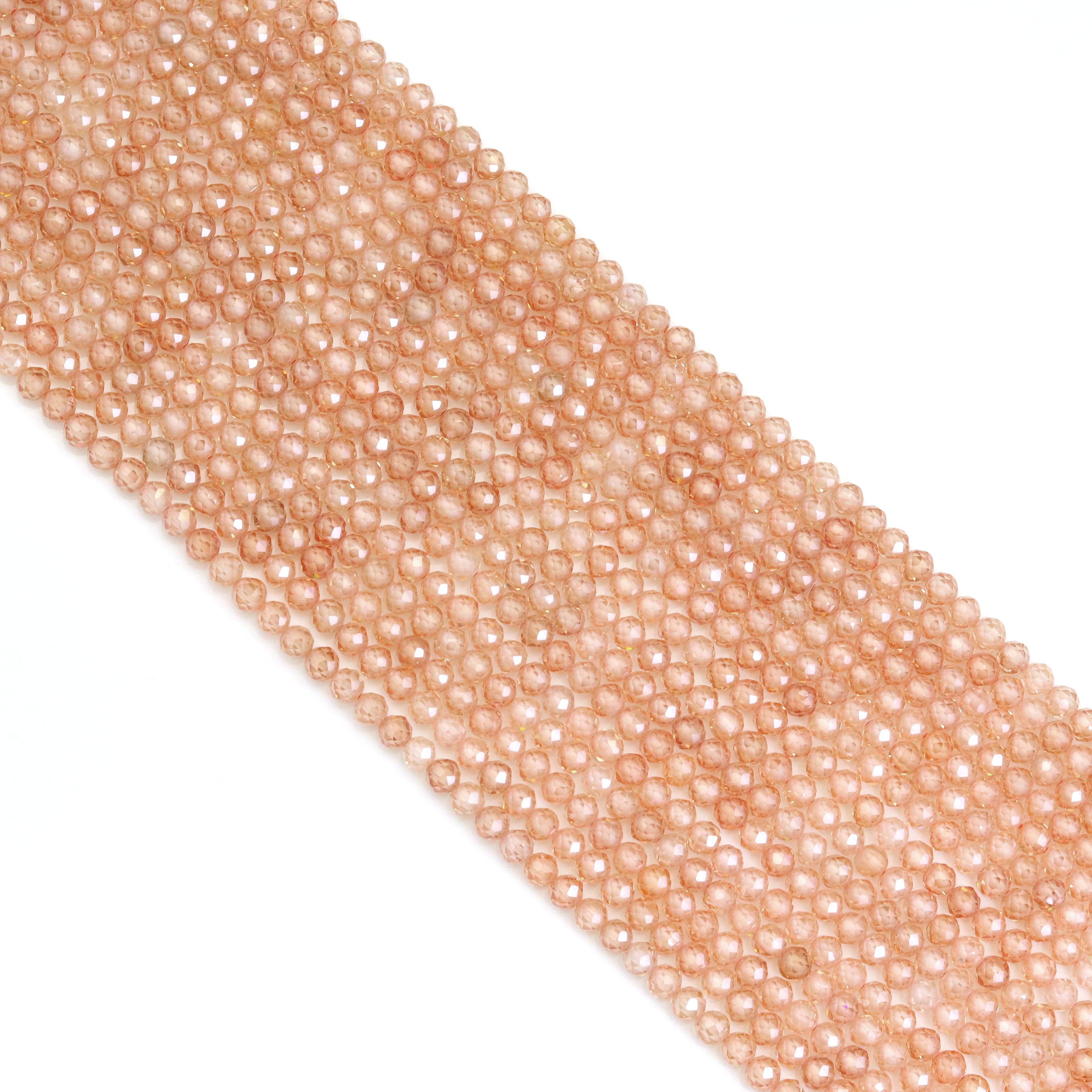 Brown CZ Round Faceted Beads, Sku#U1860