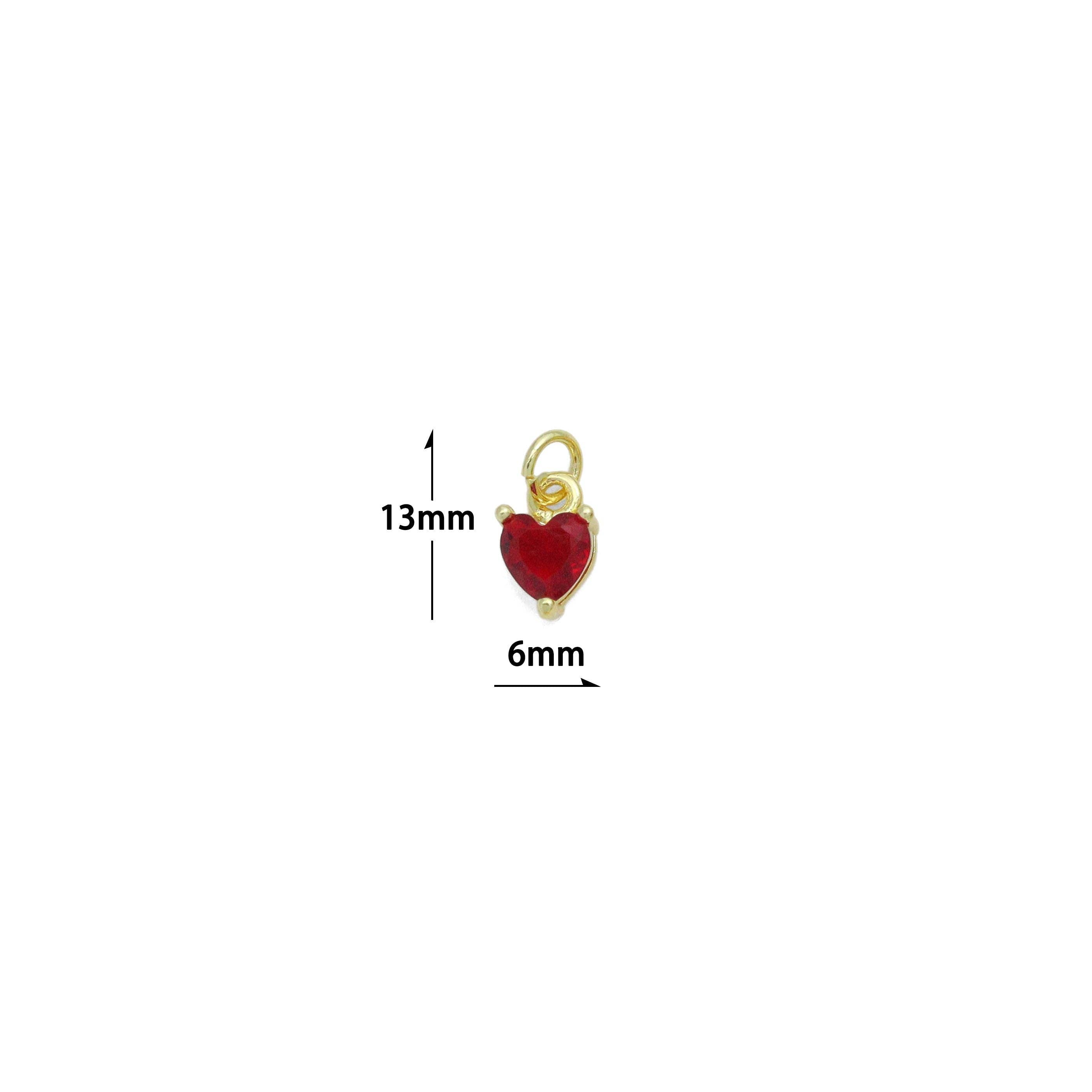 Red black clear green blue crystal Heart Charm Pendant, Sku#LD707