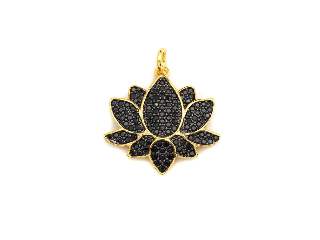 CZ Micro Pave Lotus Flower Shaped Pendant/Charm, Yoga Cubic Zirconia Pendant Charm, 21mm,sku#Z572