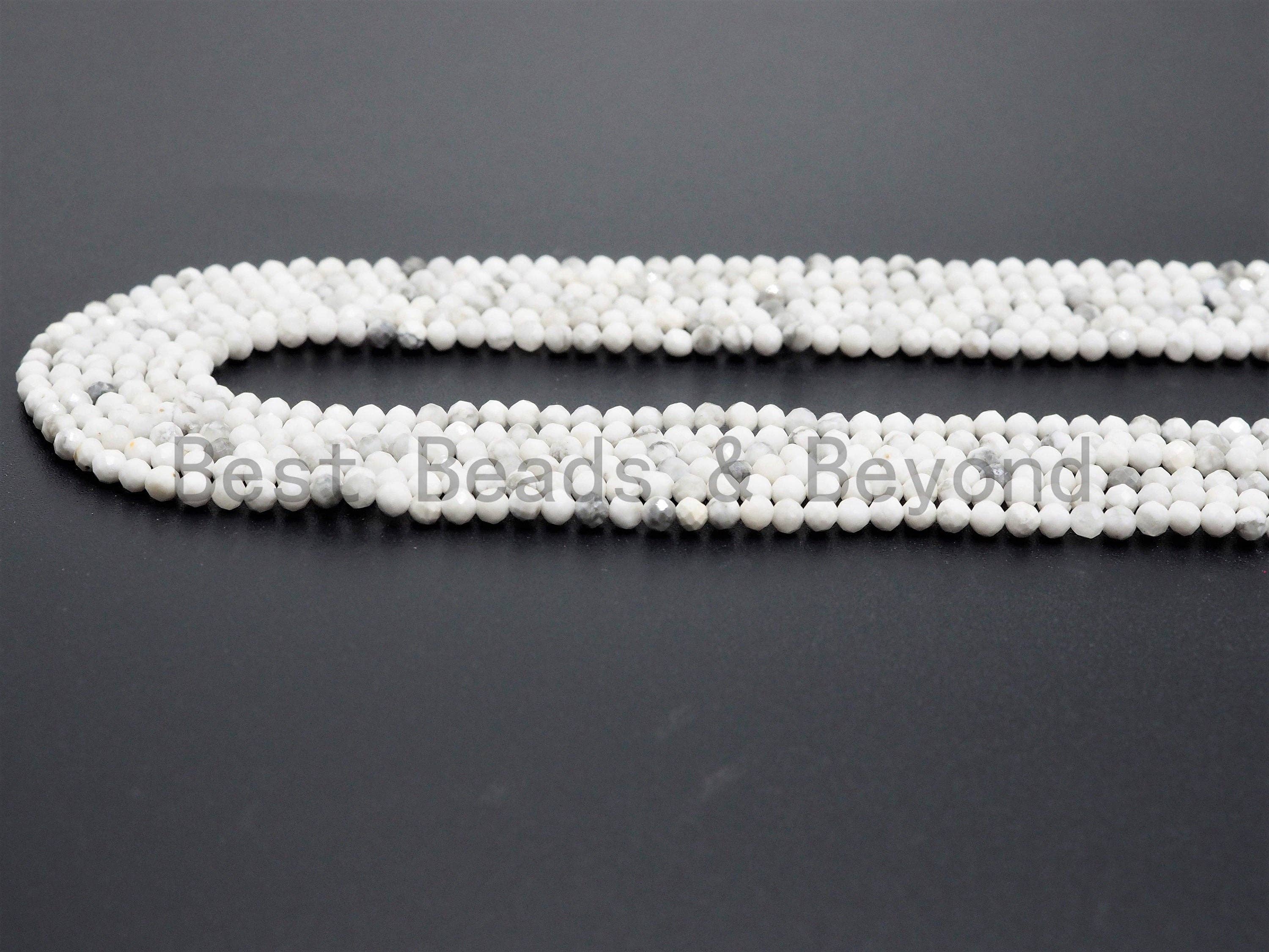 2mm/3mm Natural Faceted Round Howlite beads, Natural White G