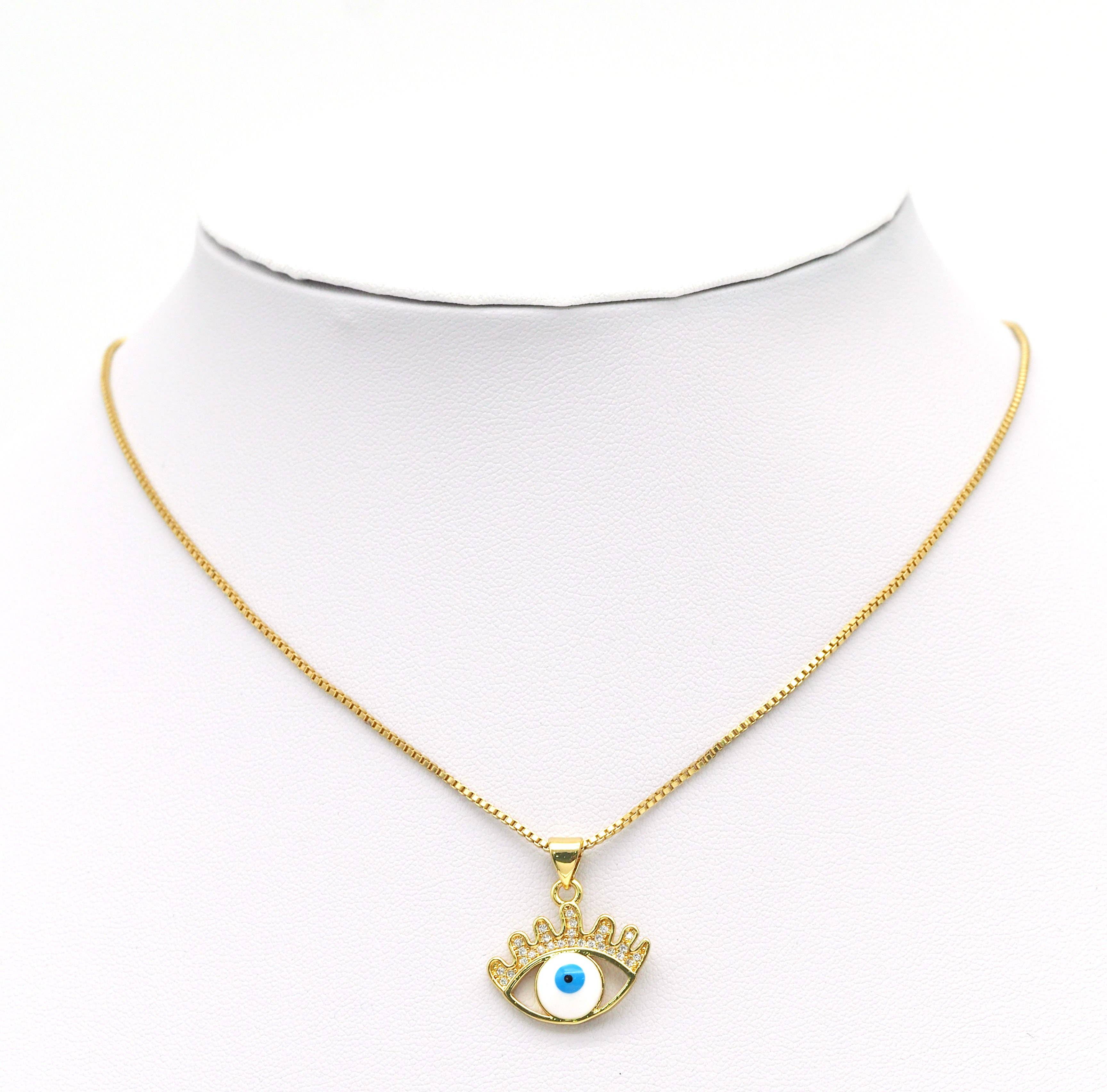 CZ Enamel Evil Eye Charm, Sku#JL97