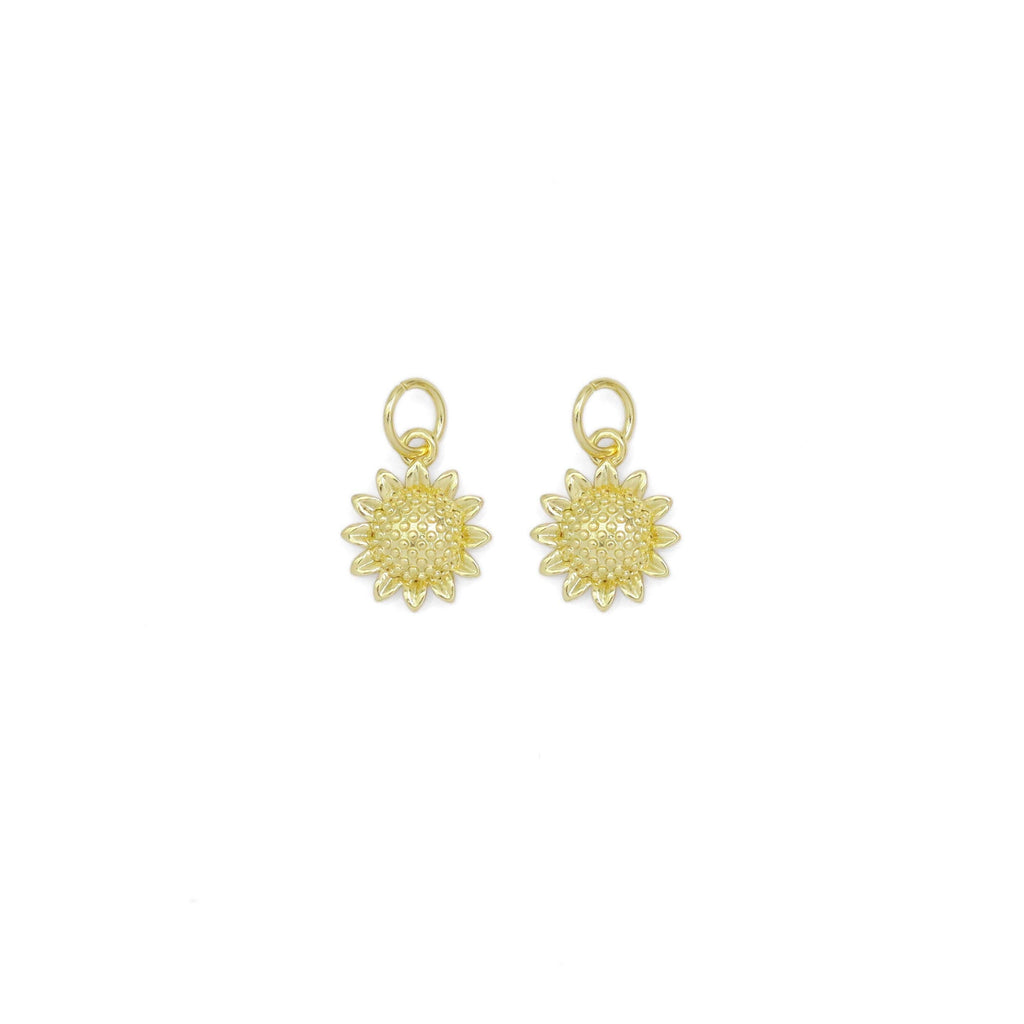 Gold Dainty Sunflower Shape Charm, Sku#Y925